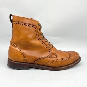 Allen Edmonds Mens 11 D Dalton Boots Walnut Brown Leather Wingtip Brogue Dress